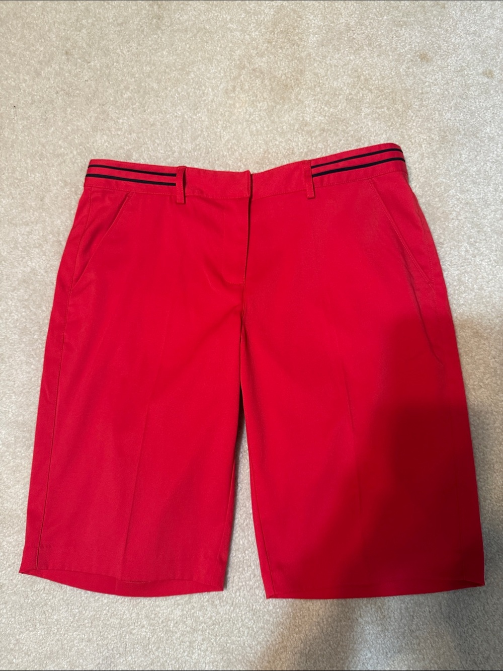 Greg Norman Collection Red Women's golf Shorts with Contrast Waist Trim.